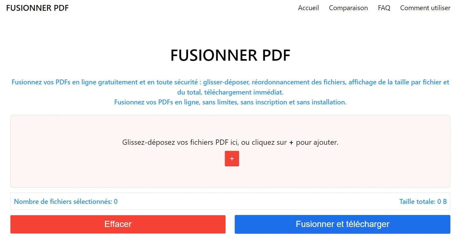 Zone de glisser-déposer et bouton Ajouter des fichiers
